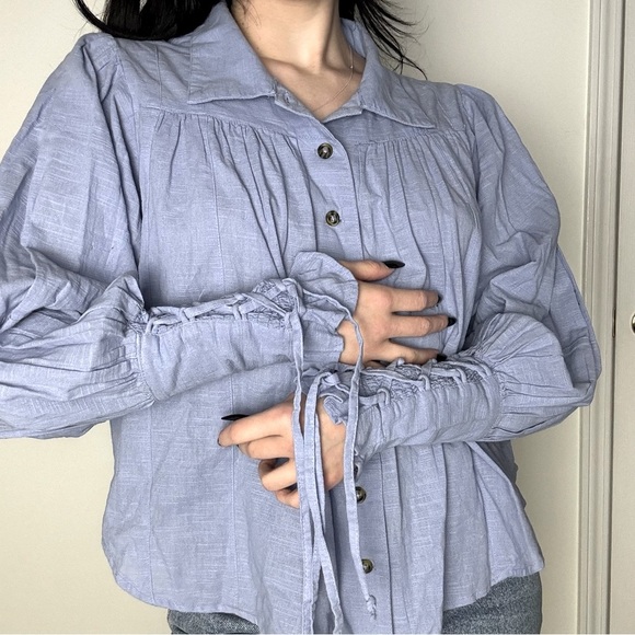 NWT Free People Blue Button Up Top XS - Picture 2 of 6